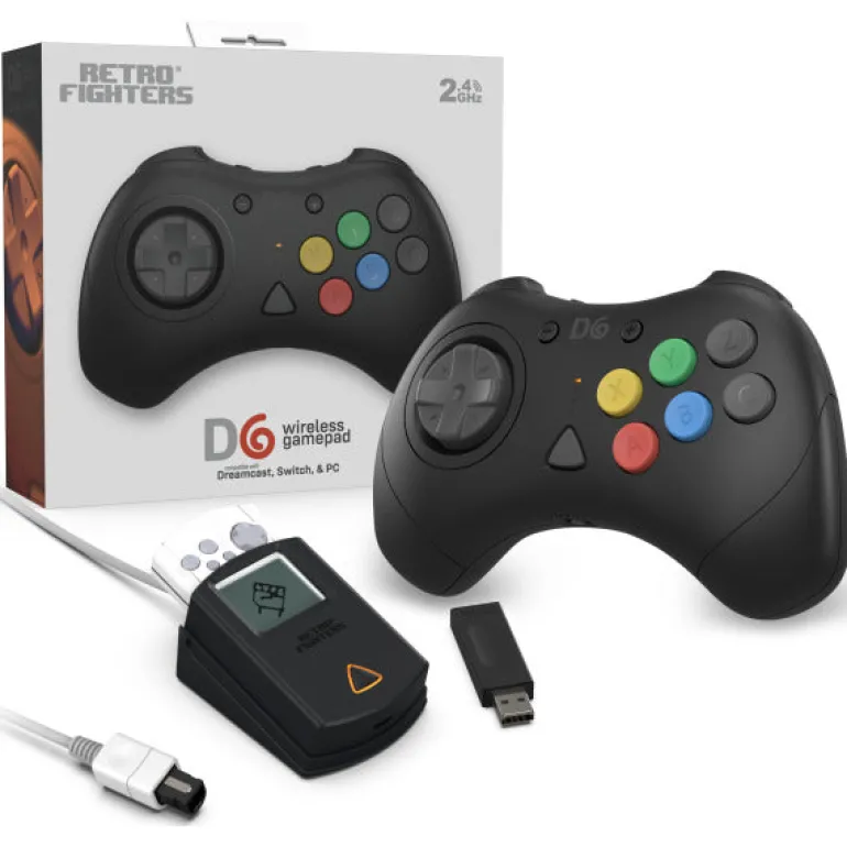 Retro Fighters - D6 Dreamcast Wireless Controller (Black) for Switch/PC/Dreamcast