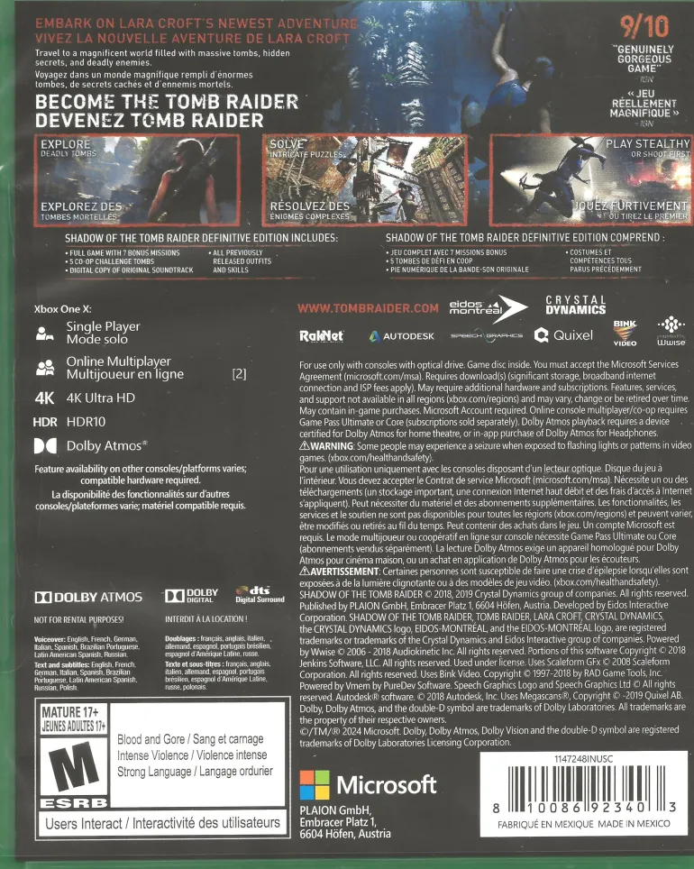 Shadow of the Tomb Raider : Definitive Edition - Xbox One