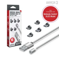 Universal Magnetic Charging Cable Set 6 Pcs (Armor 3) (silver) - Android / Xbox One® / Nintendo Switch® / Nintendo Switch® Lite / PS4® / PS Vita Family / PS Vita 2000