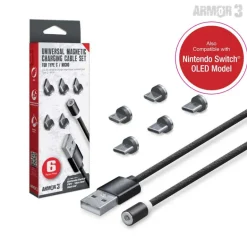 Universal Magnetic Charging Cable Set 6 Pcs (Armor 3) (black) - Android / Xbox One® / Nintendo Switch® / Nintendo Switch® Lite / PS4® / PS Vita Family / PS Vita 2000