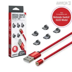 Universal Magnetic Charging Cable Set 6 Pcs (Armor 3) (red) - Android / Xbox One® / Nintendo Switch® / Nintendo Switch® Lite / PS4® / PS Vita Family / PS Vita 2000
