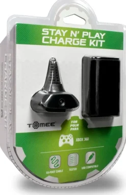 Xbox 360 Stay N Play Charge Kit (Black) - Tomee